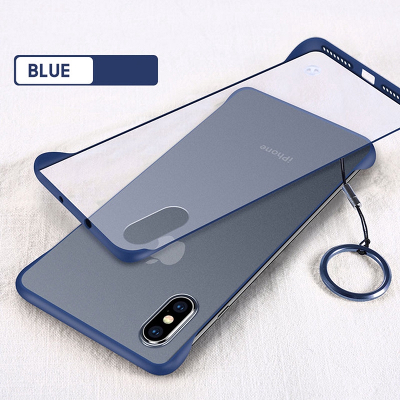 iPhone 6 6s 7 8 Plus Case Borderless Design Plastic Phone Case iPhone X XR XS Max Shockproof Back Cover With Metal Ring