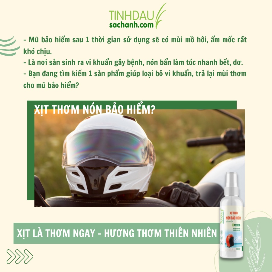 Chai Xịt Phun Sương Thơm Mũ Bảo Hiểm 100ml TINHDAUSACHANH.COM  Bình Xịt Đa Năng Vệ Sinh Khử Mùi Nón Bảo Hiểm