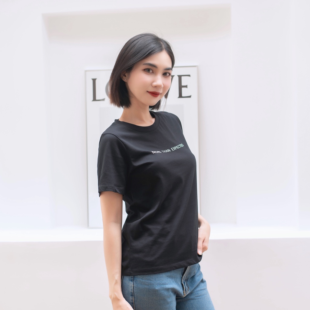 Áo thun nữ đẹp chữ đơn giản phông cotton basic cổ tròn ngắn tay Gumely ViAnh dạo phố đi học đi chơi