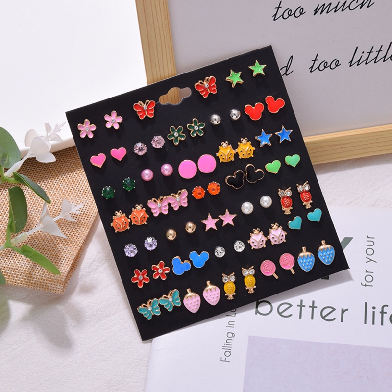 Set 33 Đôi Khuyên Tai Dễ Thương Không Gây Dị Ứng Cho Nữ