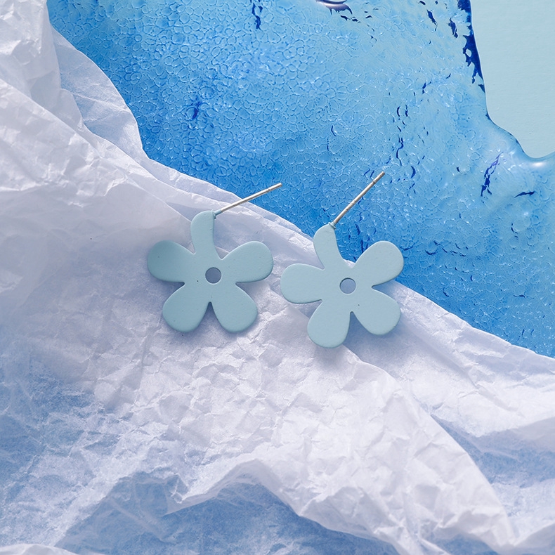 XiaoboACC 925 Silver Needle Korea Fashion Light Blue Flower Earrings