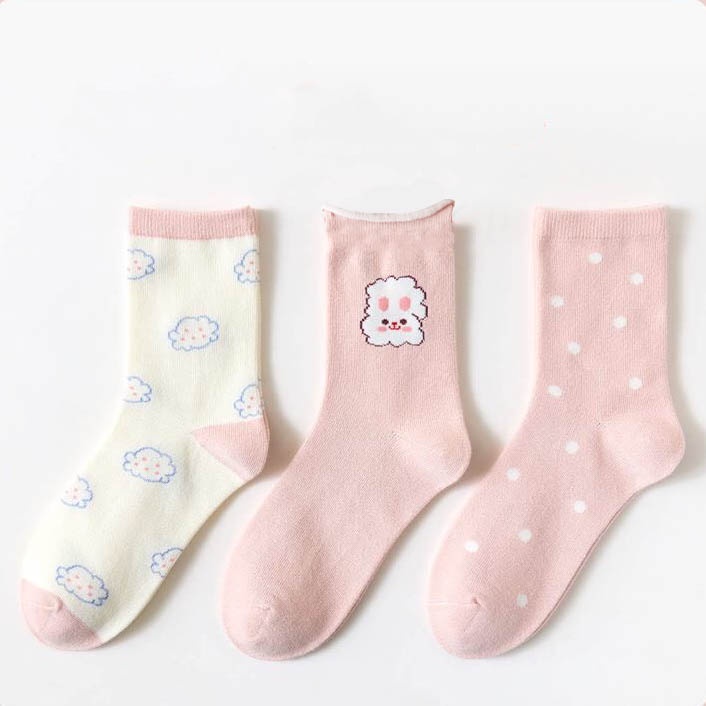 Set 3 đôi tất vớ họa tiết nhẹ nhàng kute dễ phối đồ - Sope Shop