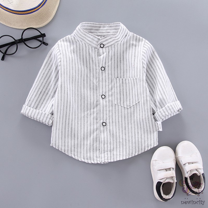 Áo Sơ Mi Kẻ Sọc Phong Cách Hàn Quốc Cho Bé Trai