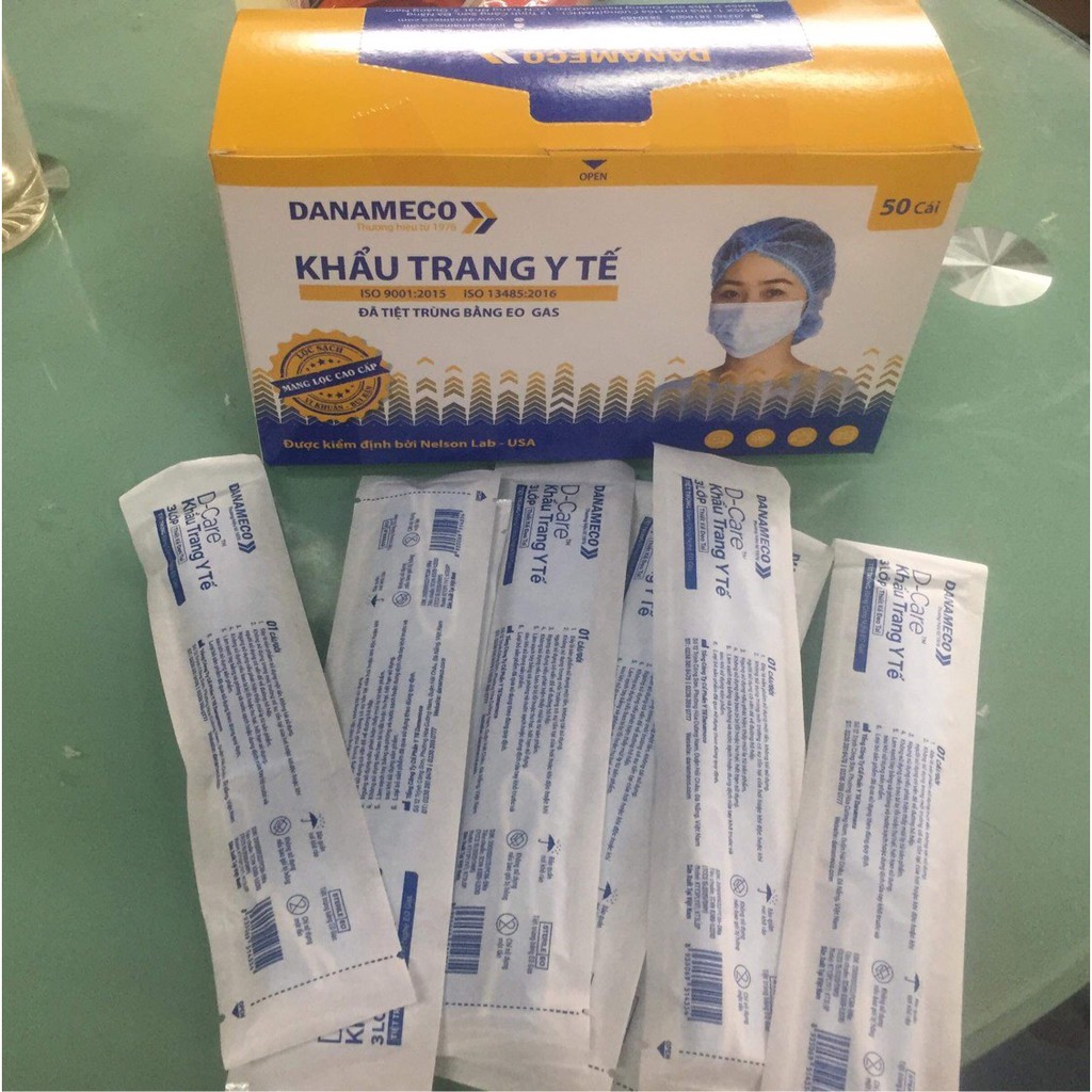 Khẩu trang y tế ĐÃ TIỆT TRÙNG Danameco 1 cái/gói-50 cái/ hộp | BigBuy360 - bigbuy360.vn