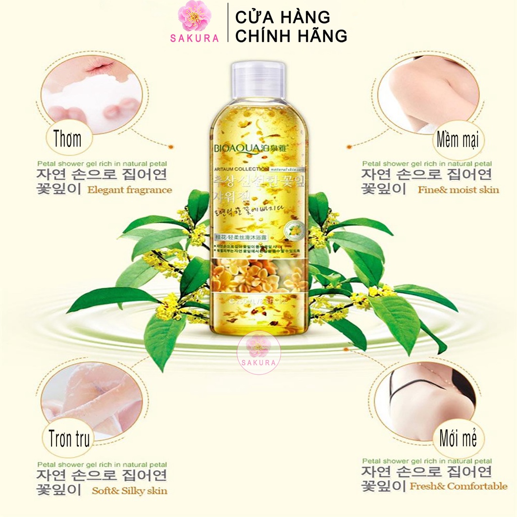 Sữa tắm BIOAQUA hương nước hoa quyến rũ dưỡng ẩm trắng da tự nhiên nội địa trung SAKURA 250ml