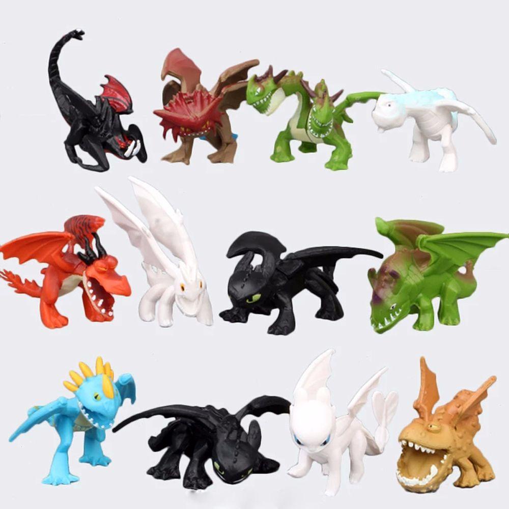 Set 12 Mô Hình Búp Bê Hoạt Hình Bí Kíp Luyện Rồng Trang Trí Bàn Làm Việc