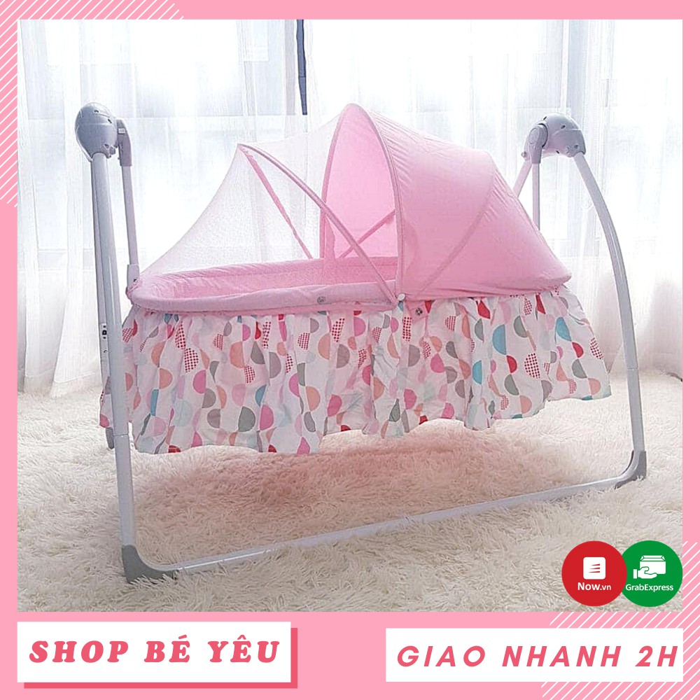 Nôi em bé  𝑭𝒓𝒆𝒆𝒔𝒉𝒊𝒑  Nôi tự động cao cấp Mastela màu hồng SG239 chính hãng