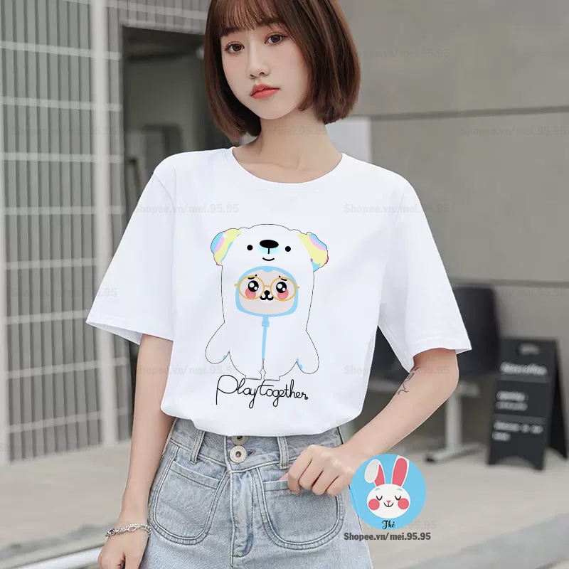 Áo thun Play Together giá rẻ - GẤU TRẮNG VENY - Hình in nét dễ thương