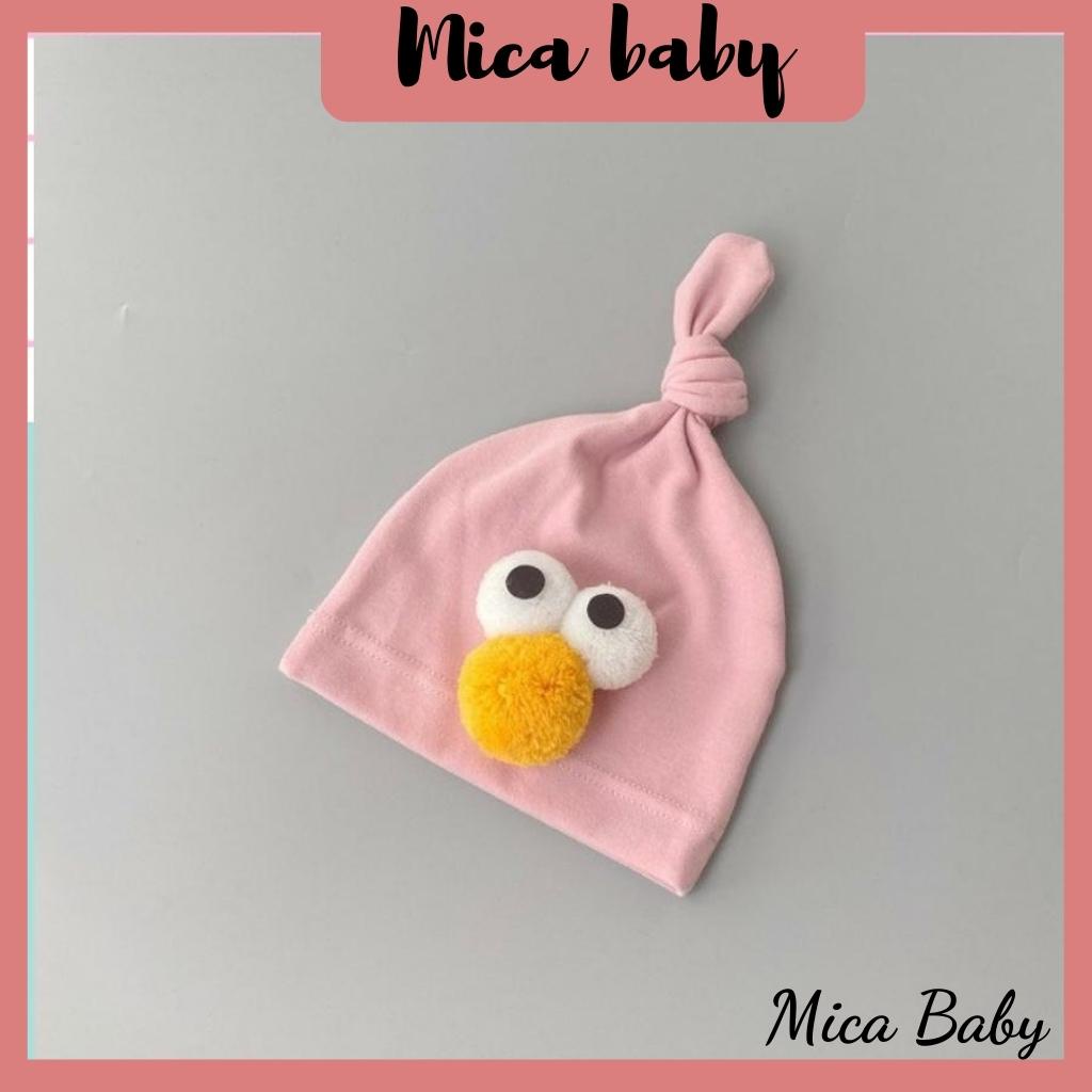 Mũ cotton trùm đầu họa tiết mắt chim đáng yêu cho bé từ 0-12 tháng Mica baby
