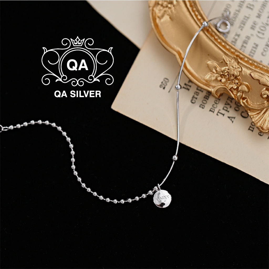 Vòng tay bạc 925 mặt chữ lucky lắc nữ bi bạc bất đối xứng S925 LUCKY Silver Bracelet QA SILVER BR200701