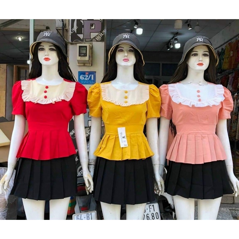 Áo kiểu đũi phối tơ