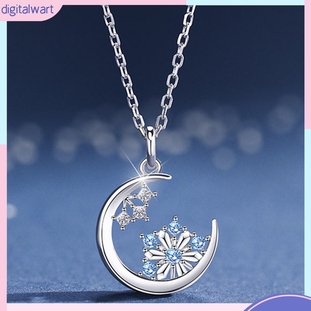 Vòng cổ Mặt Hình Mặt Trăng Và Bông Tuyết Đính Đá Chống Mài Mòn Phong Cách Hàn Quốc
