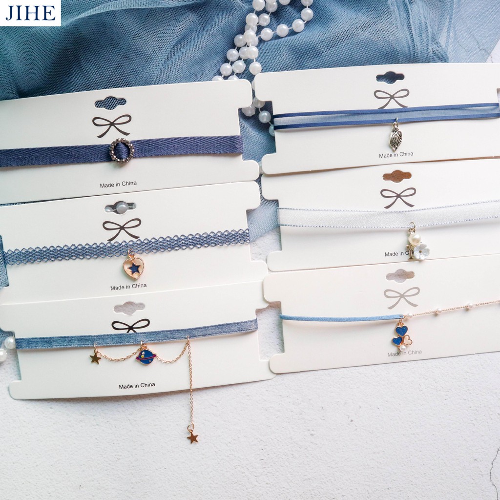 Vòng Cổ choker Màu Xanh Phong Cách
