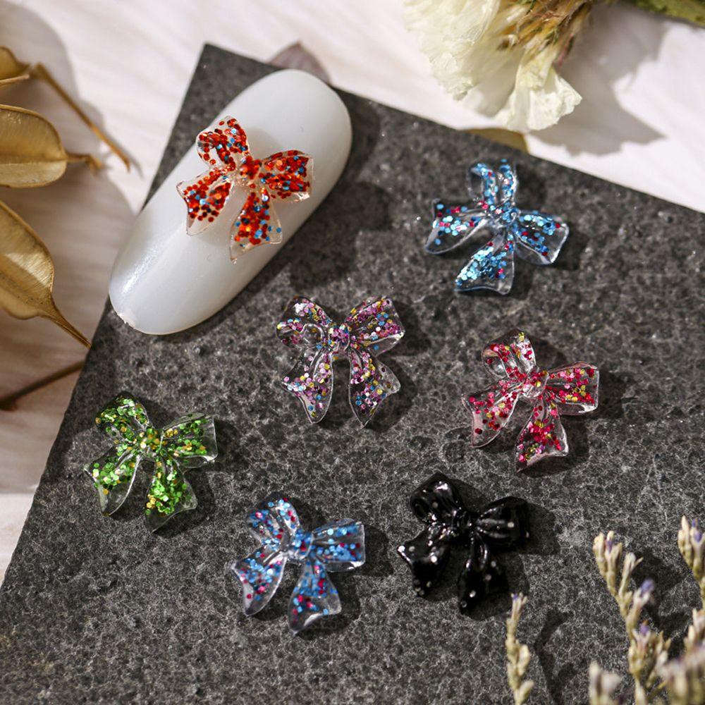 Ruy Băng Nơ Đính Kim Sa Lấp Lánh 3D Thời Trang Trang Trí Móng Tay Cho Nữ