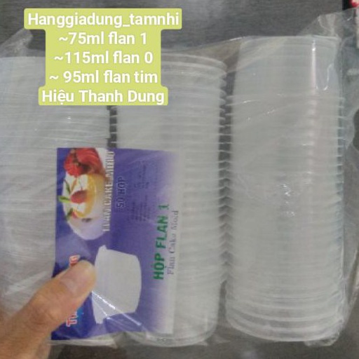 (LOẠI TỐT) LỐC 50 Hộp kèm nắp Flan1 26k, Flan0, Flan tim hiệu Thanh Dung làm bánh flan, rau câu, ...