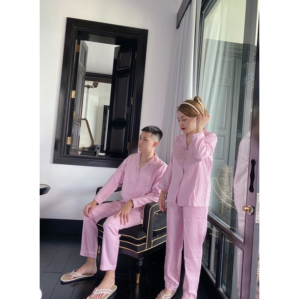Pijama kẻ dạ nam nữ chất liệu dạ cực ấm