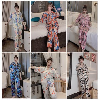 Đồ bộ lụa latin - satin - tay lửng cánh dơi quần dài