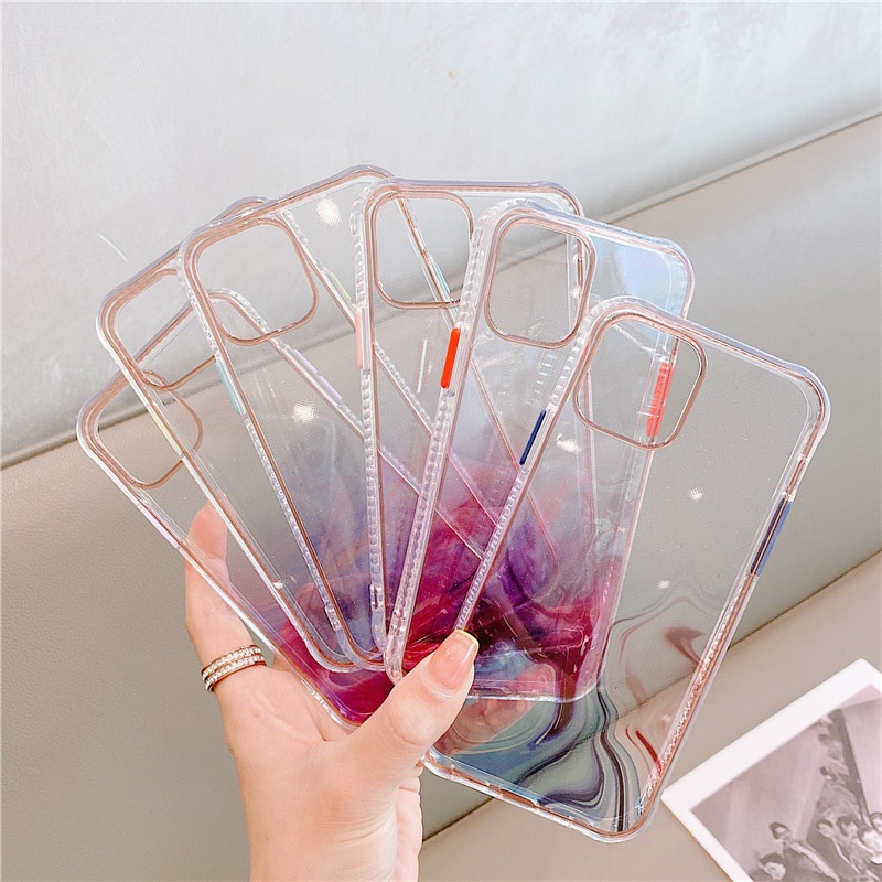 12 Pro Case Luxury Coloured Glaze Marble Glitter Clear Cover for iPhone 11 Pro Max XR X XS 7 8 Plus SE 2020 12 Mini Plated Case