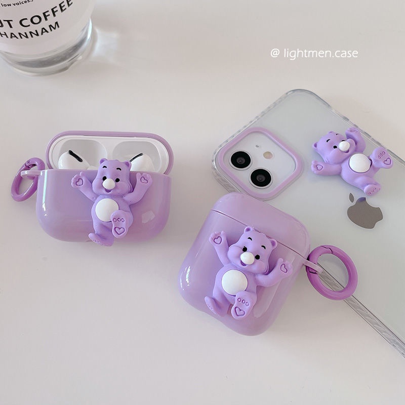 Vỏ bảo vệ hộp sạc tai nghe kèm móc kiểu dáng dễ thương thích hợp cho airrPods Pro 1&amp;2 3 Gen 2021