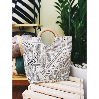Túi vải quai gỗ handmade