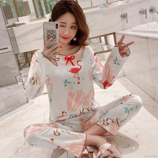 Set đồ ngủ lụa in họa tiết hoạt hình xinh xắn dành cho nữ