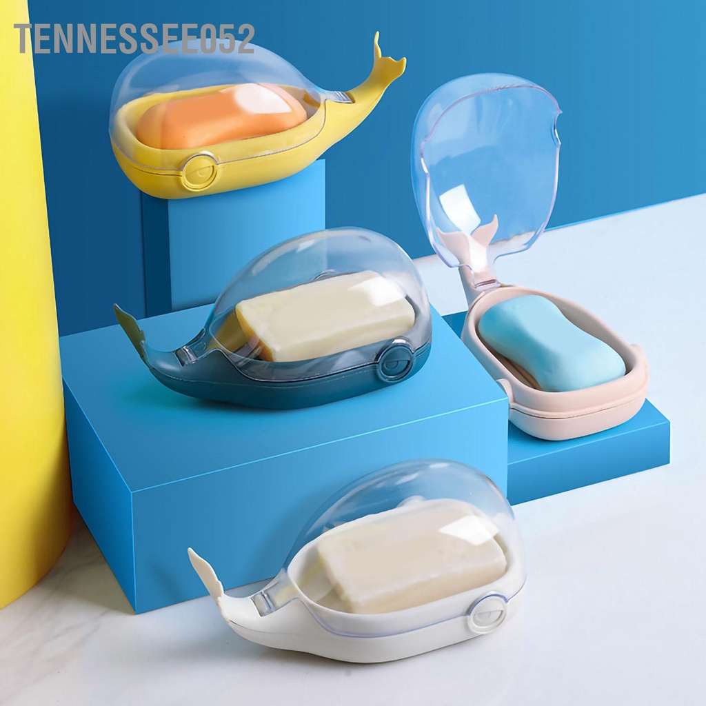 Khay Đựng Xà Phòng Hai Tầng Hình Cá Voi Hoạt Hình Dễ Thương Chống Nước Có Nắp Lật Cho Nhà Tắm