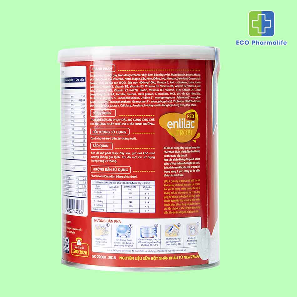 Sữa bột Enlilac Probi Red 400g: Dinh dưỡng cho trẻ bất dung nạp Lactose