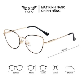 Gọng kính cận nữ, gọng kính mắt mèo kim loại NANO 11728 thời trang Hàn Quốc