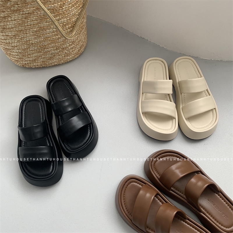 Dép Sandal Quai Ngang Ulzzang Đế Dày Thời Trang - DE005