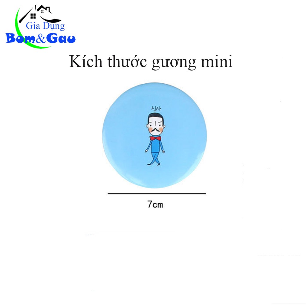 Gương cầm tay mini một mặt trang điểm họa tiết dễ thương