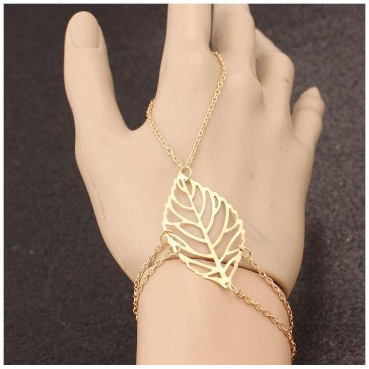 Vòng tay LÁ NỐI XÍCH NGÓN TAY Lắc tay thời trang sang chảnh