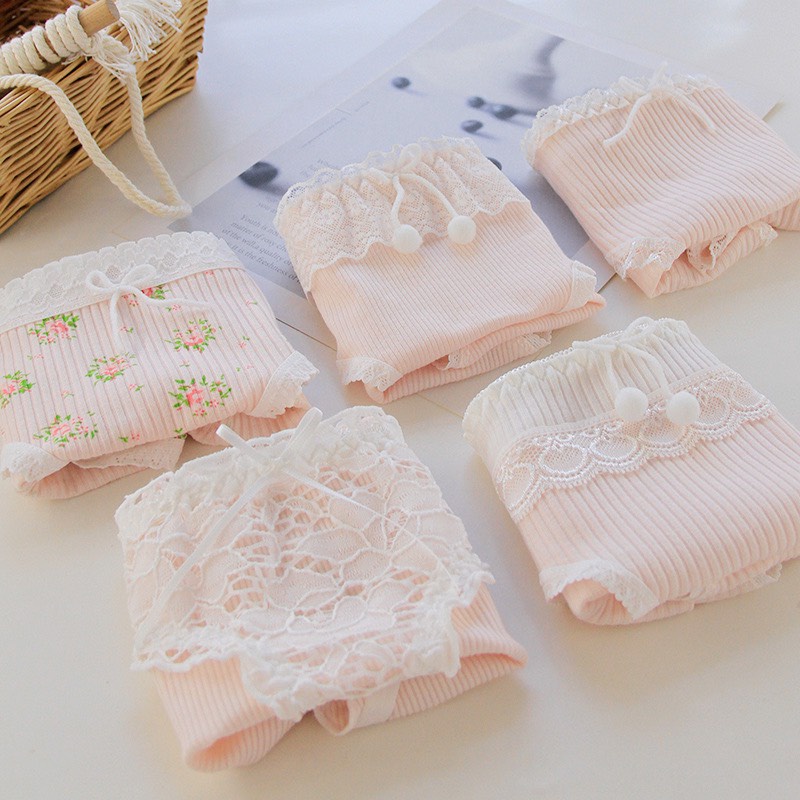 Set 5 quần lót nữ cotton kháng khuẩn hồng Pink