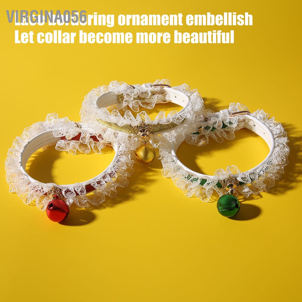 Virgina056 3 CÁI Giáng Sinh Pet Collar Trang Trí Chuông Ren Đẹp Cho Chó Mèo Nhỏ