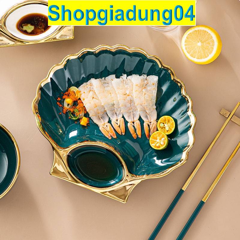 Đĩa nhựa vỏ sò❤️CAM KẾT CHẤT LƯỢNG❤️Đĩa đựng hoa quả, trái cây, đồ ăn có ngăn đựng sốt chấm tiện lợi