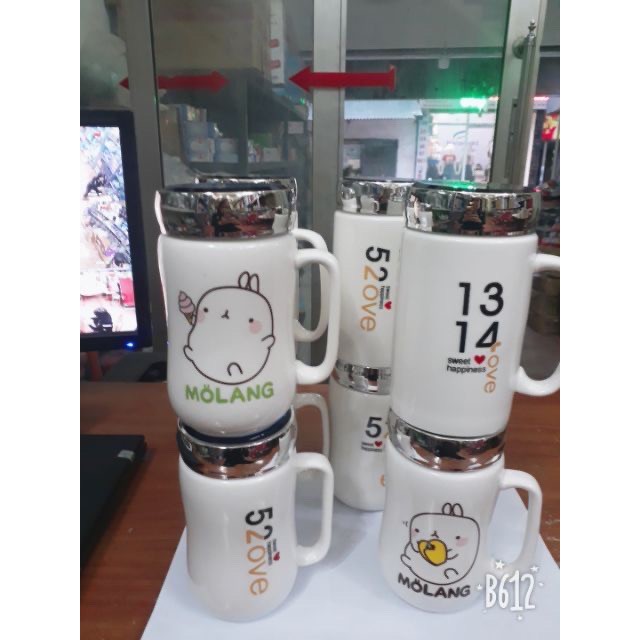 [XẢ KHO] Ly sứ giữ nhiệt nắp tráng gương cao cấp | Cốc sứ có nắp