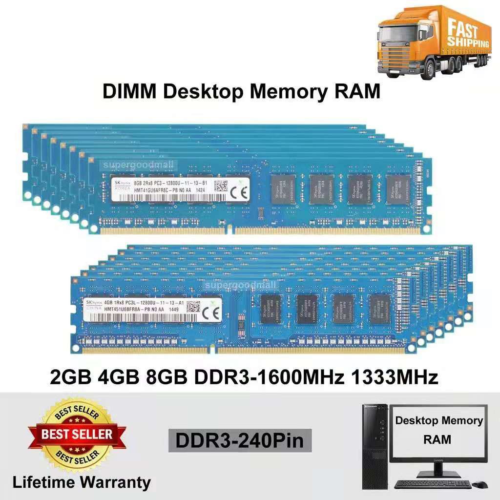 2G 4GB 8GB PC3 12800U 10600U DDR3 1333MHz 1600MHZ 240PIN 1.5V DIMM Desktop Memory RAM 2GB DDR2 667MHz 800MHz Desktop Memory RAM