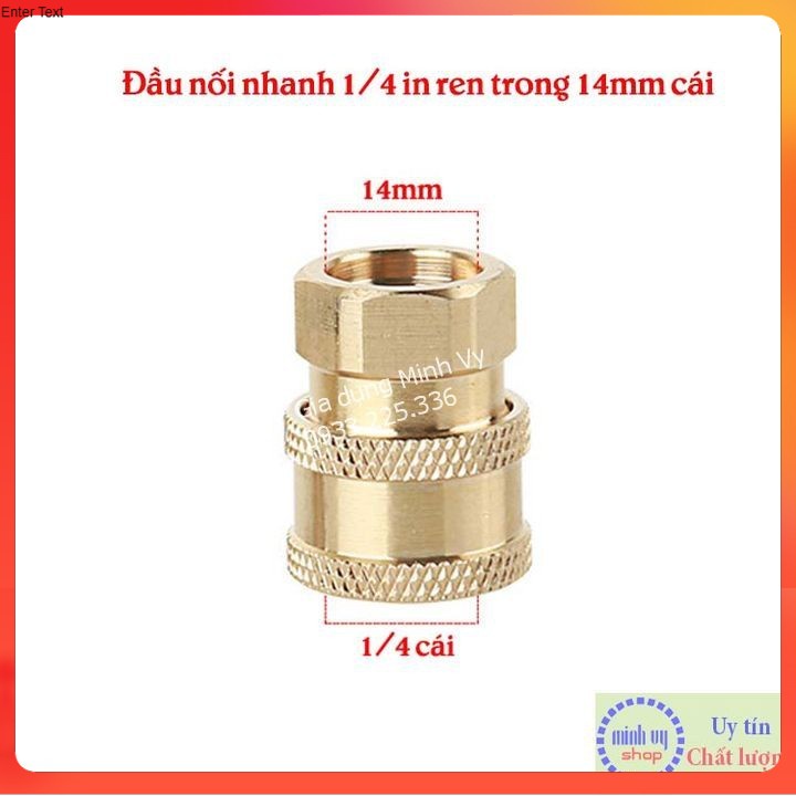 Đầu cái nối nhanh 1/4in ren trong 14mm- nối béc súng xịt của máy rửa xe áp lực cao - phụ kiện máy rửa xe - KBI14cai