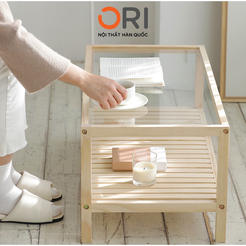 Bàn Trà / Sofa Mặt Kính Kiểu Dáng Hàn Quốc Màu Gỗ - H TABLE - ORI NỘI THẤT HÀN QUỐC