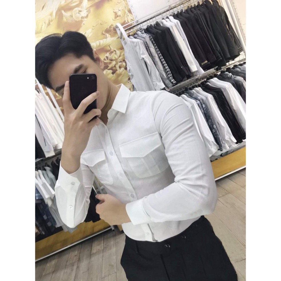 Áo sơ mi đũi nam dài tay cổ bẻ vải xám đũi bền đẹp không nhăn không phai màu, rất nam tính