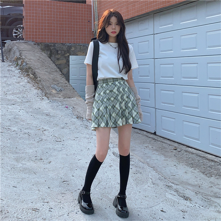 Chân Váy Chữ A Lưng Cao Xếp Ly Họa Tiết Sọc Caro Trẻ Trung | BigBuy360 - bigbuy360.vn