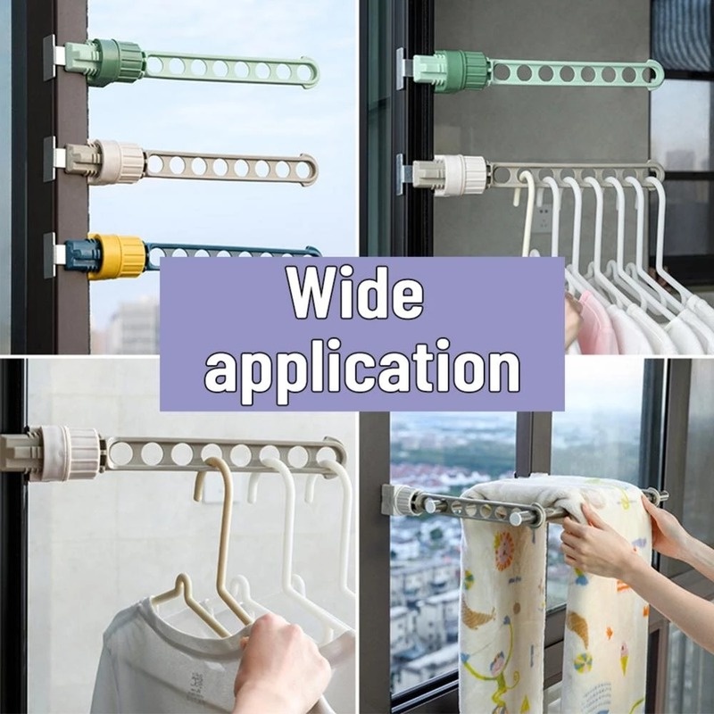Móc Treo Quần Áo Gắn Cửa Ra Vào/Cửa Sổ/ Ban Công Bằng Nhựa Phối Inox Thiết Kế 8 Lỗ Có Thể Điều Chỉnh Tiết Kiệm Không Gian