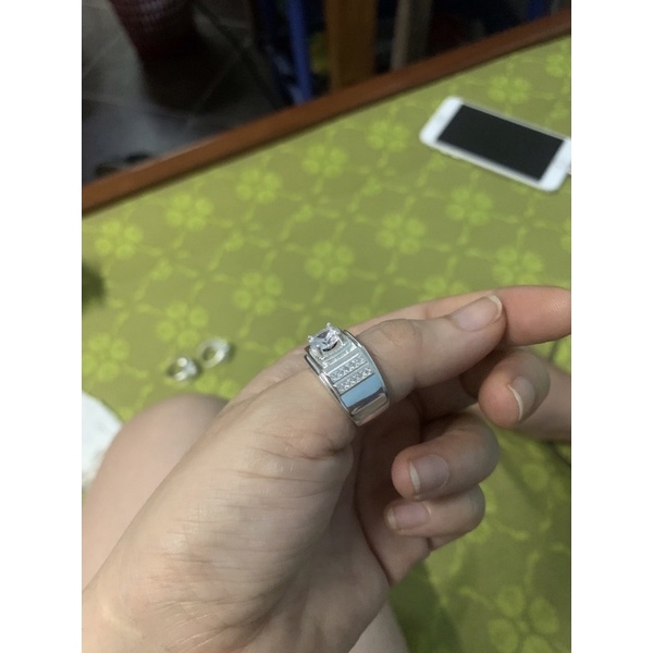Nhẫn nam đá trắng cz bạc ta chuẩn đẹp NGỌC MẬU