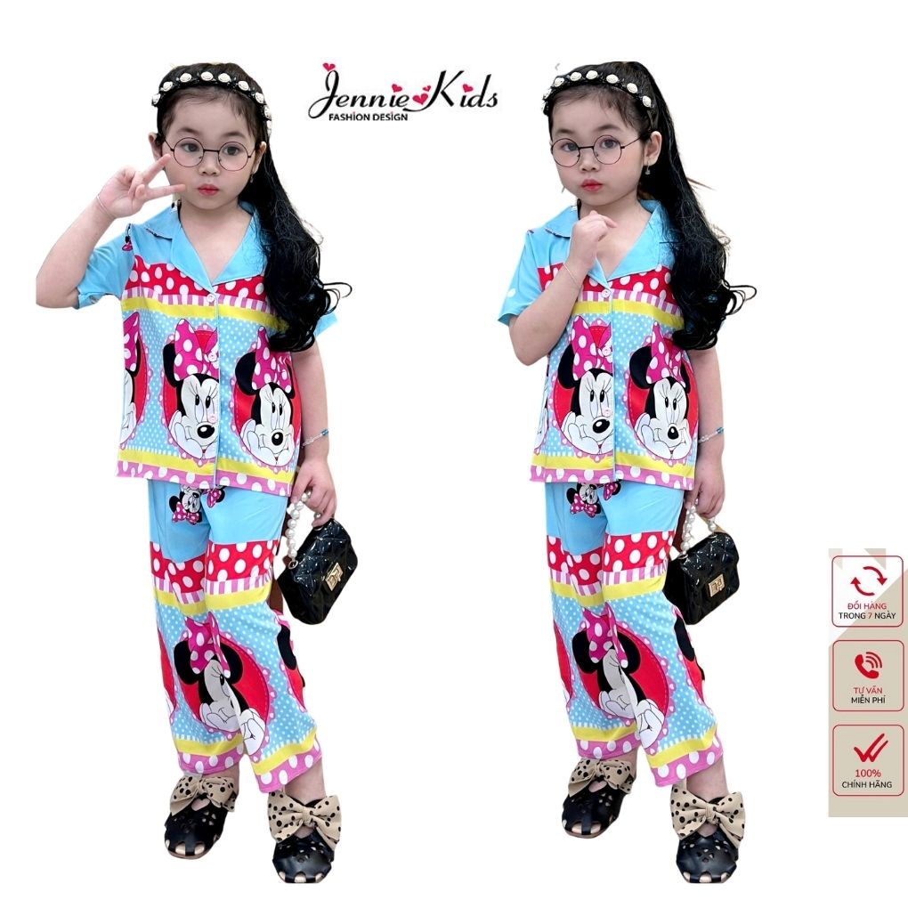 Đồ bộ bé gái, bộ bé gái pijama 1-5 tuổi cotton lụa Jennie kids J460