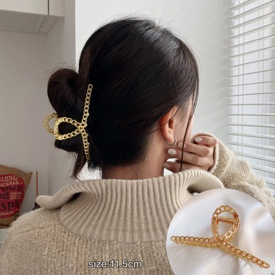 Kẹp tóc kim loại dạng xích lớn phong cách Hàn Quốc, phụ kiện Hairclip KT009 - Filibra