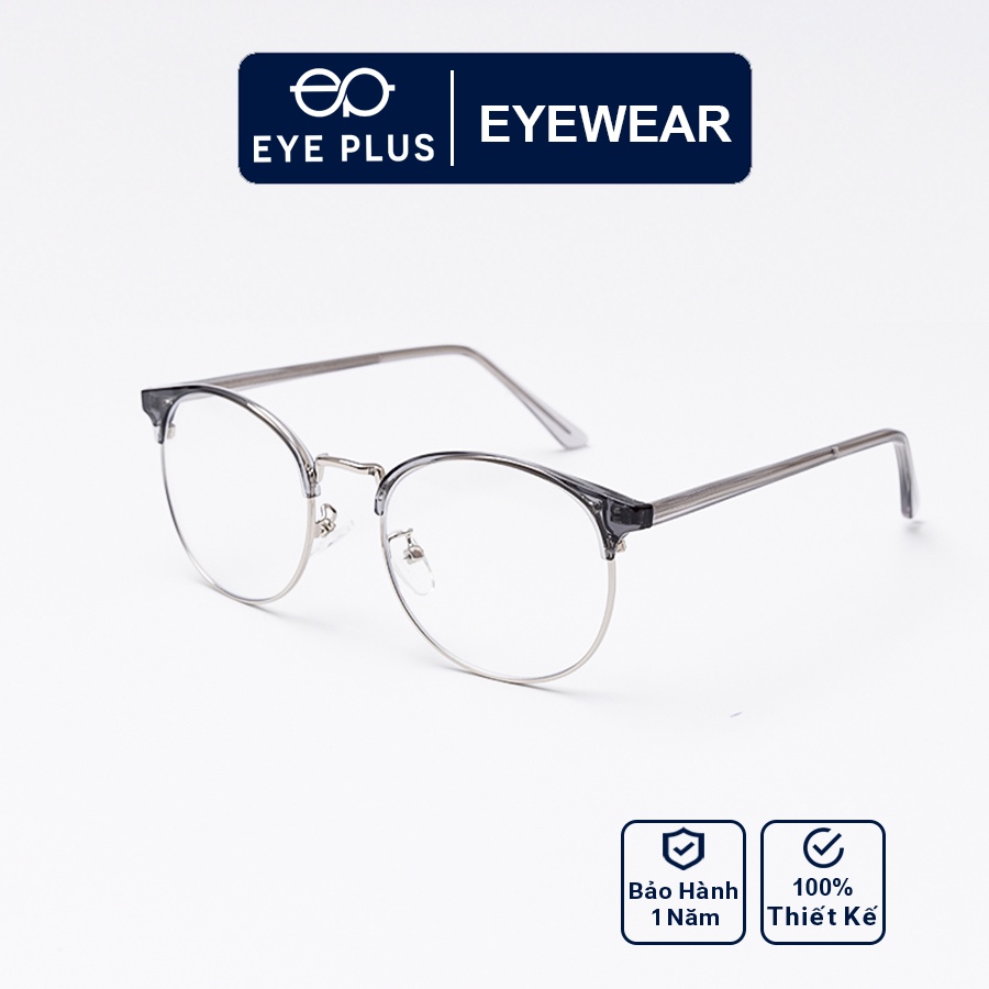 Gọng kính cận nam nữ thời trang Eye Plus dáng tròn nửa viền N280-10209