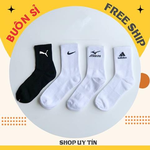 Tất Nike Cao Cổ  Vớ Nam Nữ Cổ Cao Ngắn Unisex Cao Cấp Trơn Màu Trắng Đen Thể Thao Dài Hàng Loại 1