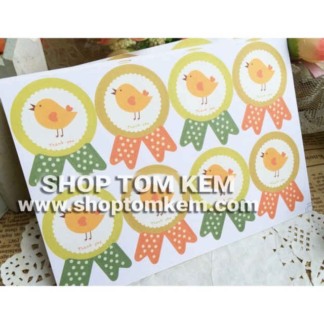 STICKER GÀ CON BẢNG 8 MIẾNG