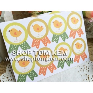 STICKER GÀ CON BẢNG 8 MIẾNG