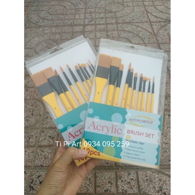 Cọ Vẽ Acrylic đủ size, Set 10 cây vẽ màu acrylic ARTPOWER