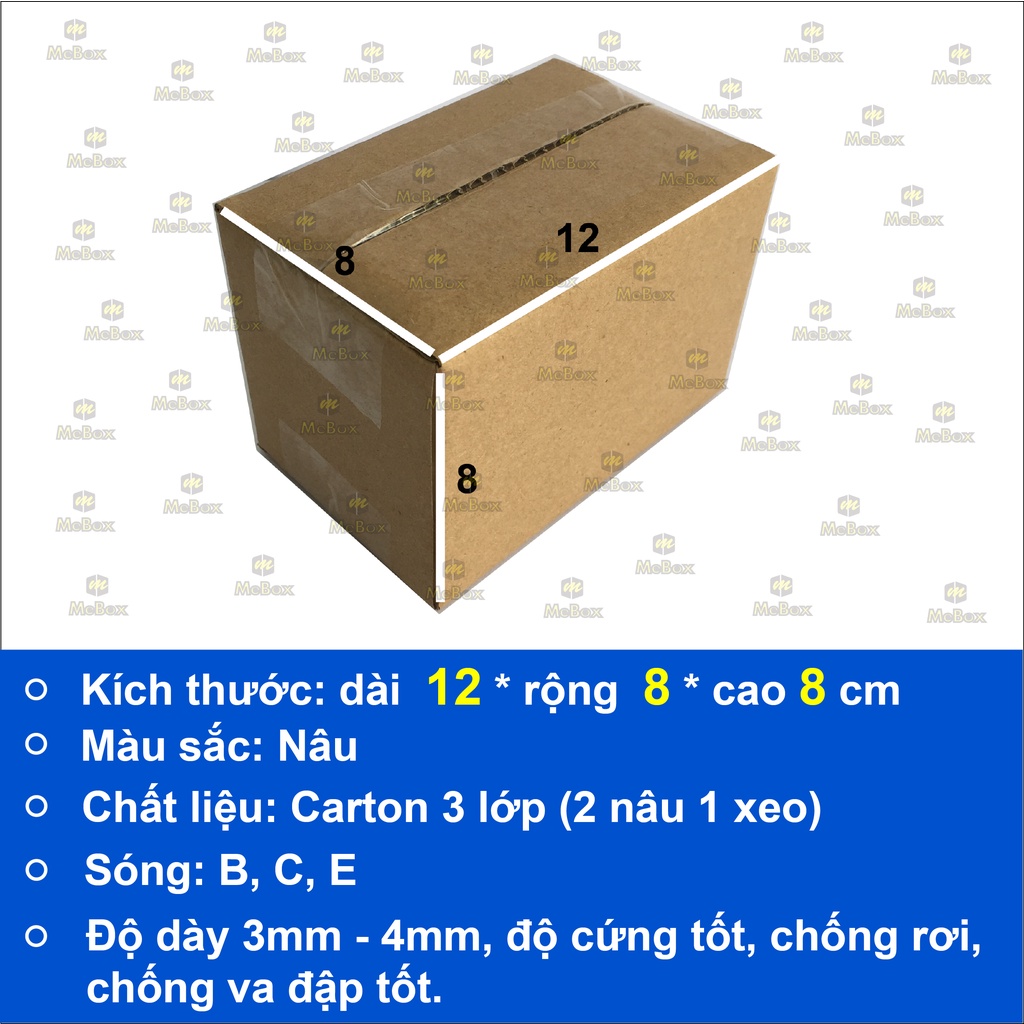 hộp giấy gói hàng 12x8x8 bộ 100